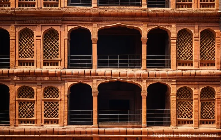 방글라데시 벵골 전통 건축 - The Dance of Brickwork and Light**
"A captivating architectural photograph showcasing a traditional ...