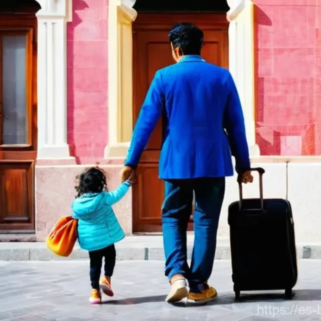 방글라데시 이민자의 삶 - **A New Beginning in a Spanish City:** A medium shot of a young Bangladeshi family – a mother, fathe...