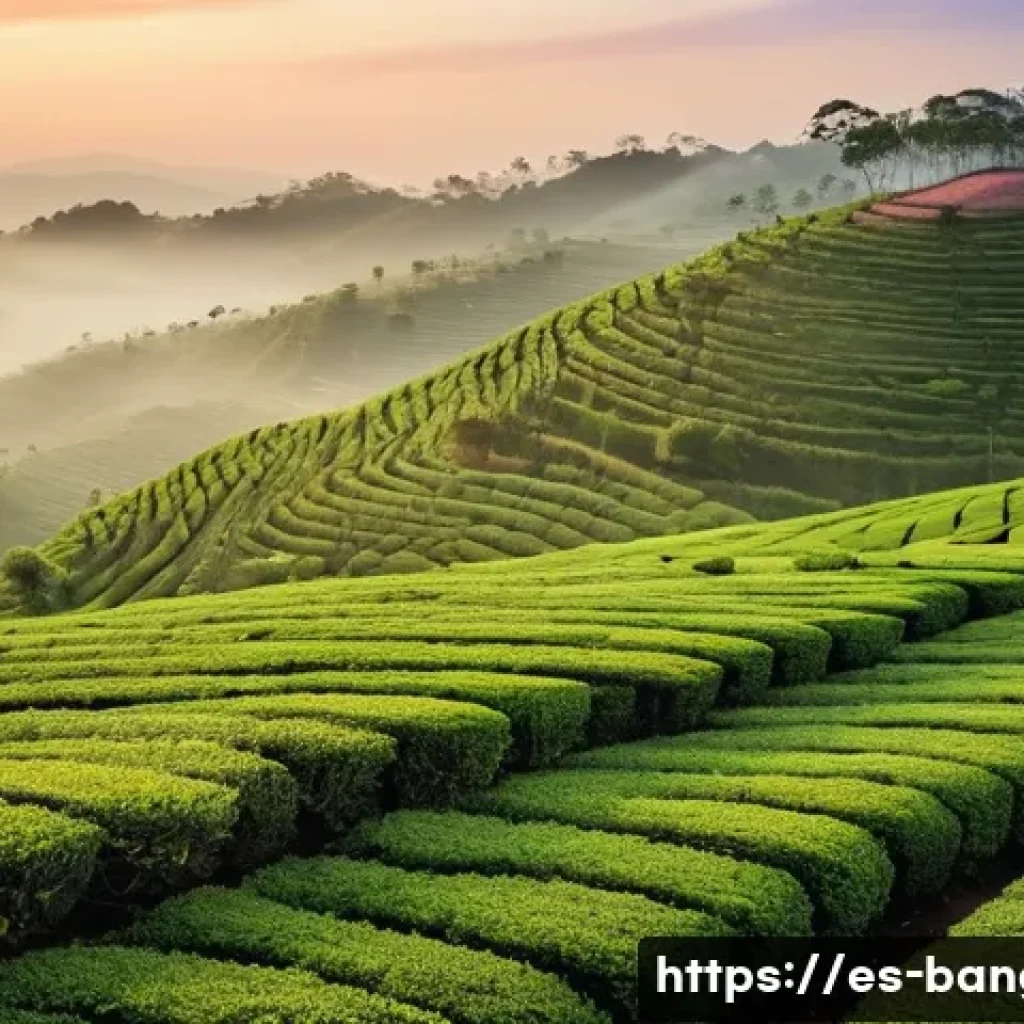 방글라데시 홍차 농장 체험 - **Prompt 1: Serene Dawn over Emerald Tea Hills**
    "A breathtaking panoramic view of endless, undu...