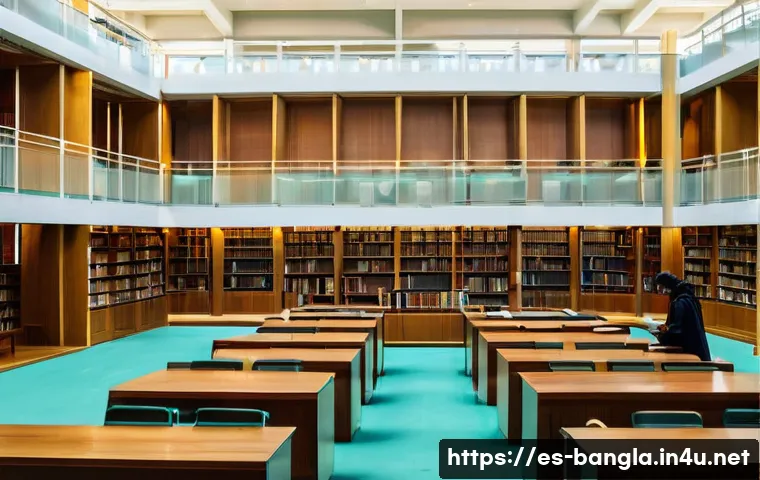 방글라데시의 주요 도서관 - **Prompt 1: The Sanctuary of National Memory**
A wide, elegant interior shot of the National Lib...