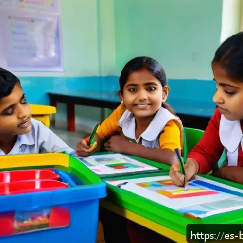 방글라데시 어린이 교육 상황 - A vibrant classroom scene in an urban Bangladeshi school, featuring young children actively engaged ...