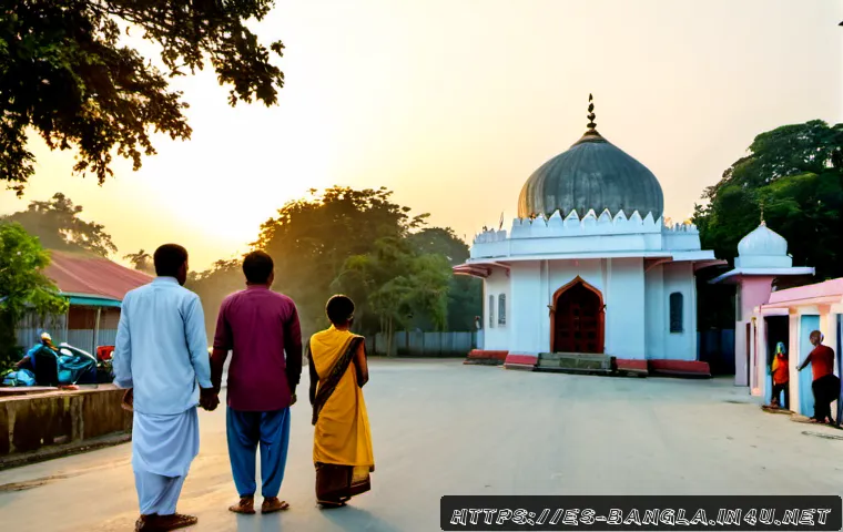 방글라데시의 종교적 다양성 - Photorealistic documentary-style scene of Bangladesh’s religious diversity, a peaceful neighborhood ...